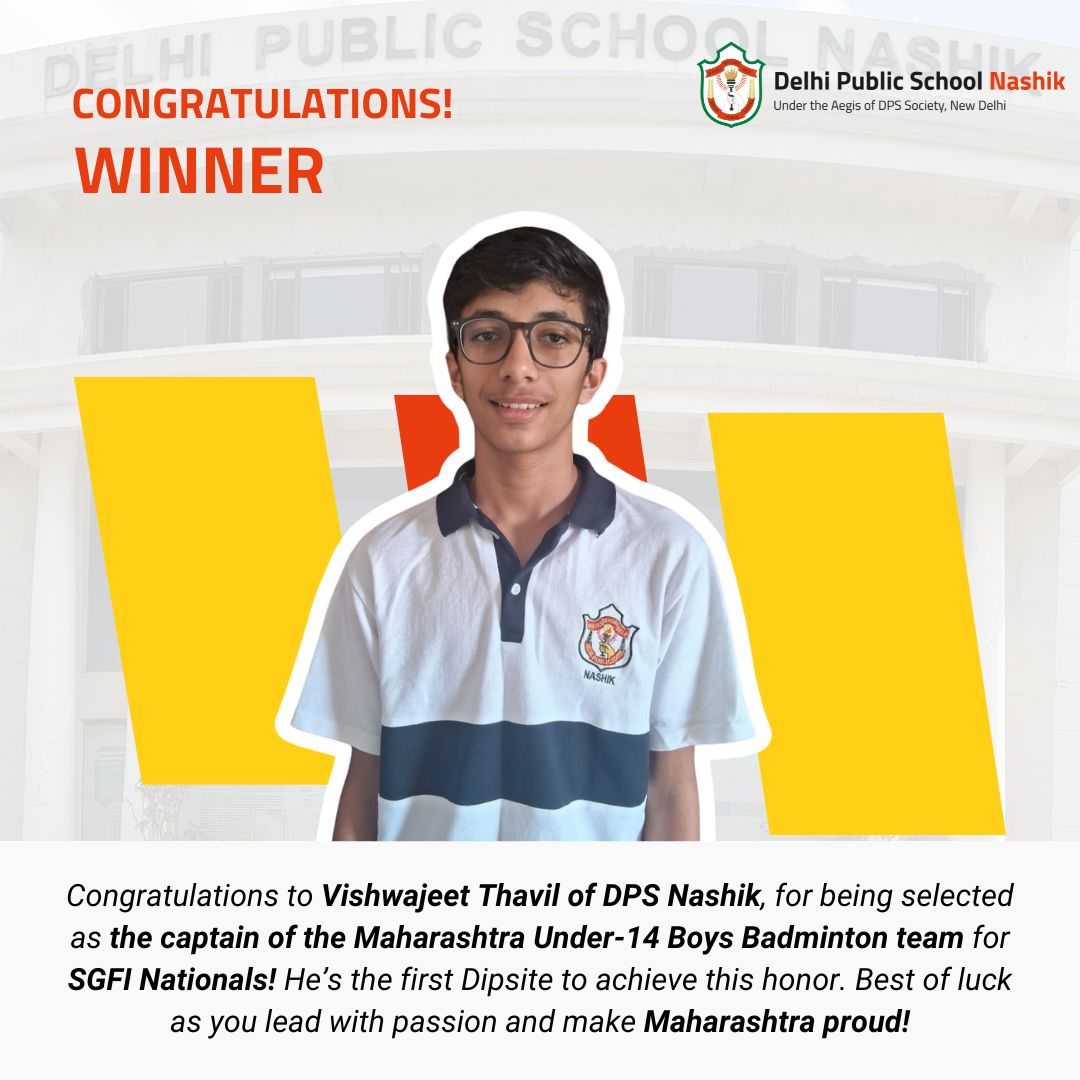 Captain of the Maharashtra Under-14 Boys Badminton team: Vishwajeet Thavil of DPS Nashik