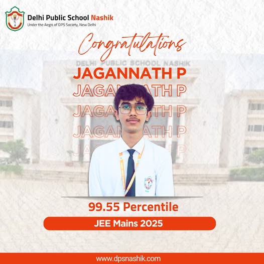 DPS Nashik Celebrates Jagannath P's Stellar 99.56 Percentile in JEE Main!