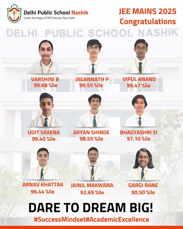 Delhi Public School Nashik celebrates outstanding JEE Mains 2025 achievers!