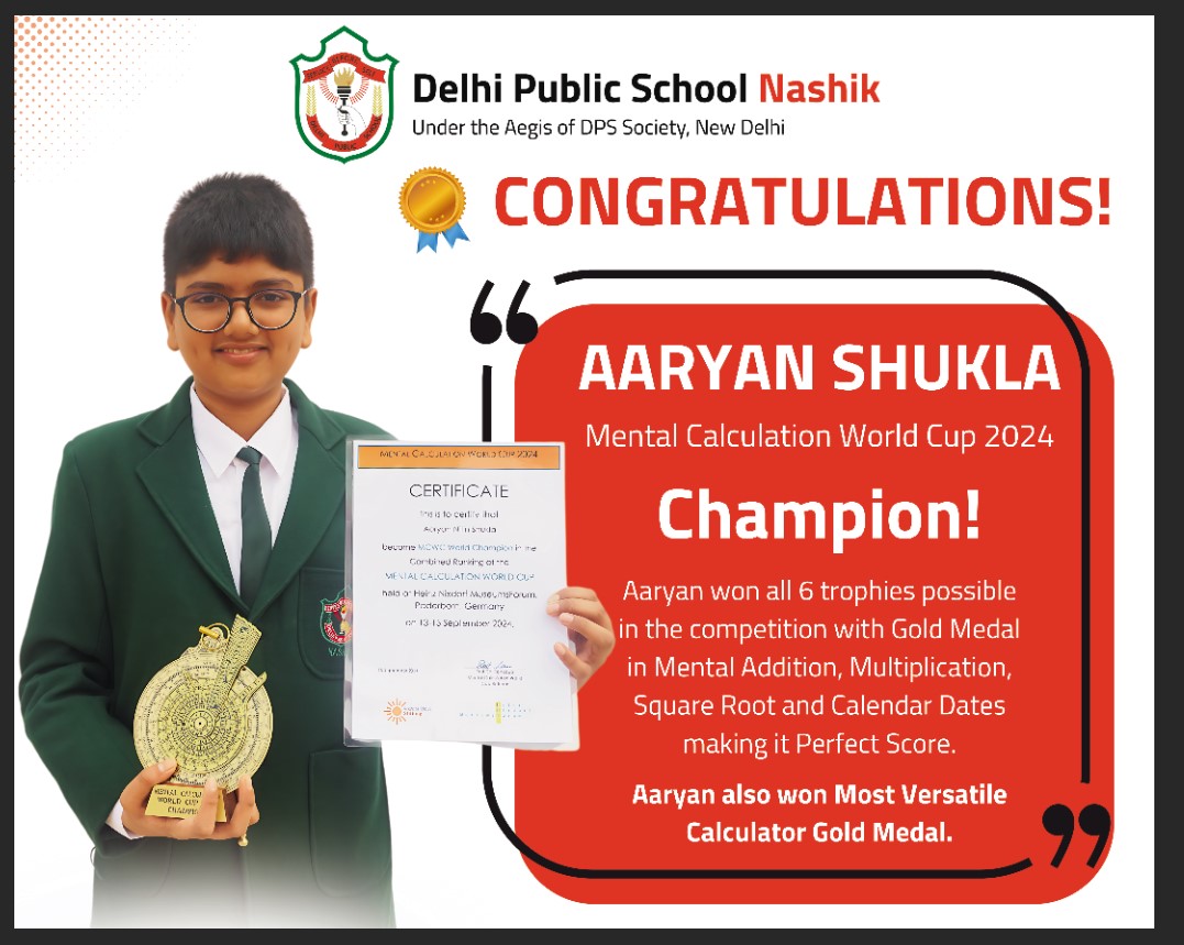 Congratulations!  Aryan Shukla : Mental Calculation World Cup 2024
