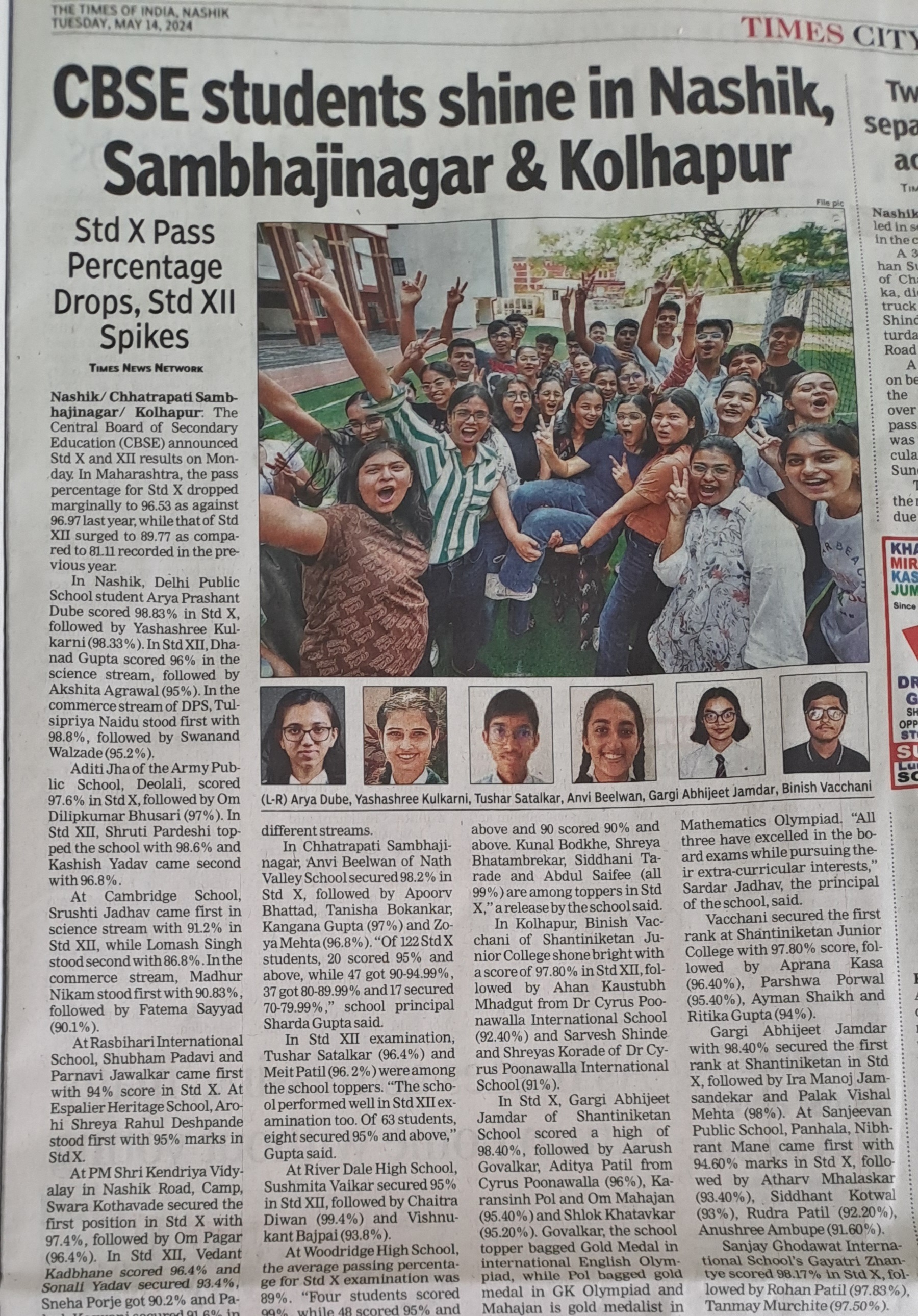 CBSE Students shine in Nashik