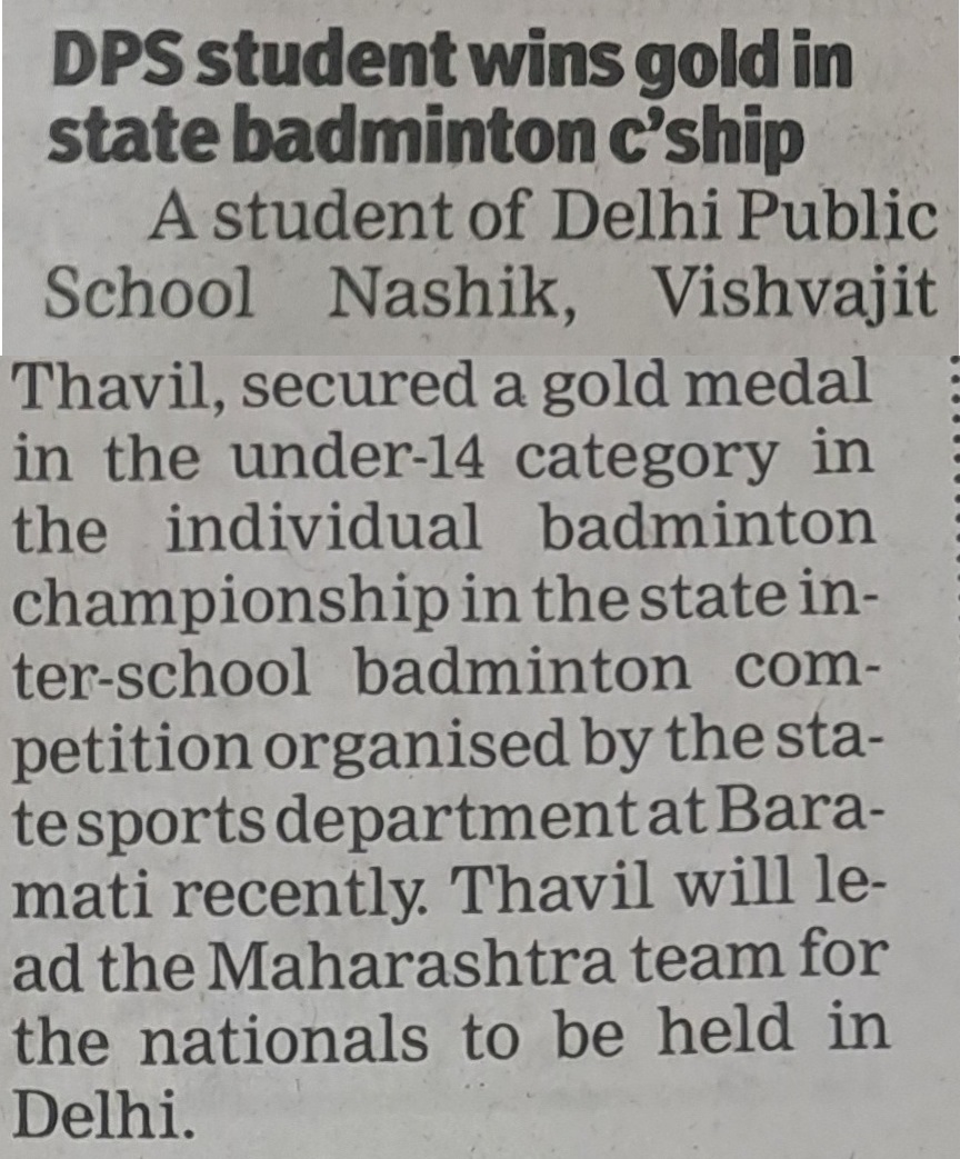 DPS Student wins Gold in state badminton competition