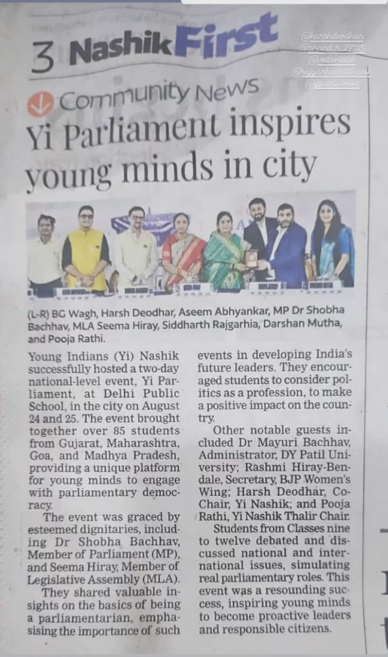 YI Parliament inspires young minds in city