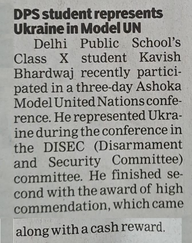 DPS student represents Ukraine in Model UN