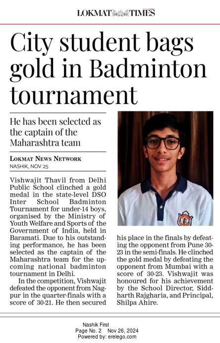 Congratulations to Vishwajit Thavil for Winning Gold at the Badminton State Championship!
