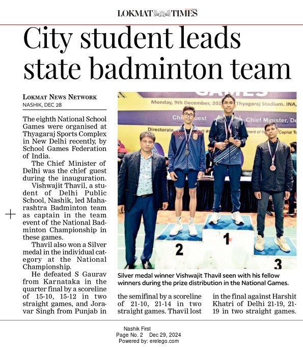 DPS Nashik Student Leads Maharashtra Badminton Team to National Success